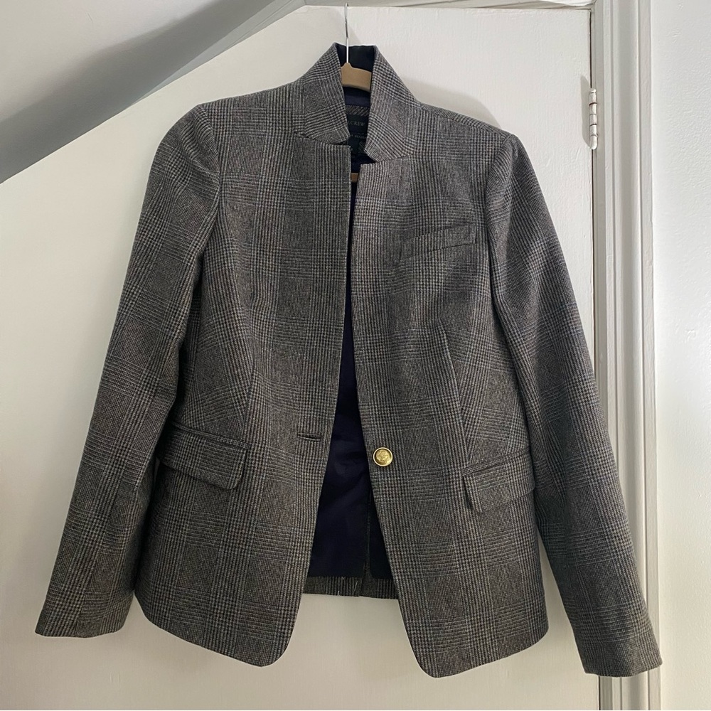 J.Crew Regent Blazer Grey Plaid/Houndstooth Size 8